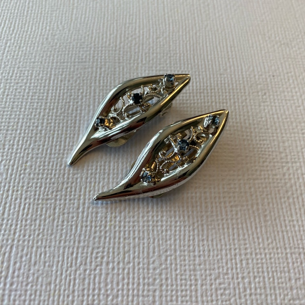 Triad Silver & Blue Clip Earrings